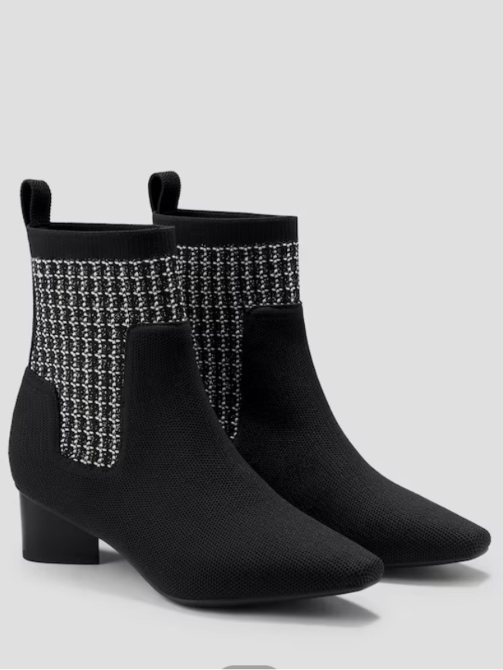 NEW VIVAIA Theresa Knit Boots Water Repellent Black Tweed Sz 40.5 9-9.5 Stretch